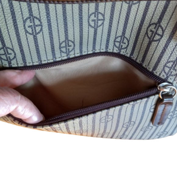 GIANI BERNINI    Shoulder Bag Top Zip  Olive with Brown Trim - Picture 5 of 11